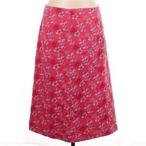 JOHNNY WAS Dark Pink Floral Embroidered Skirt,
Side Zip, Below Knee Length, L